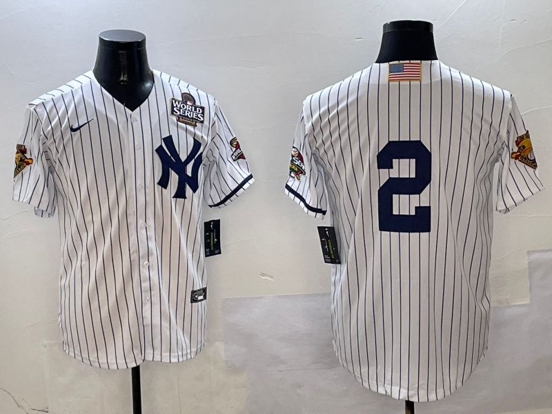 Men New York Yankees #2 No Name White Stripe Throwback Game 2025 Nike MLB Jersey style 3->new york yankees->MLB Jersey
